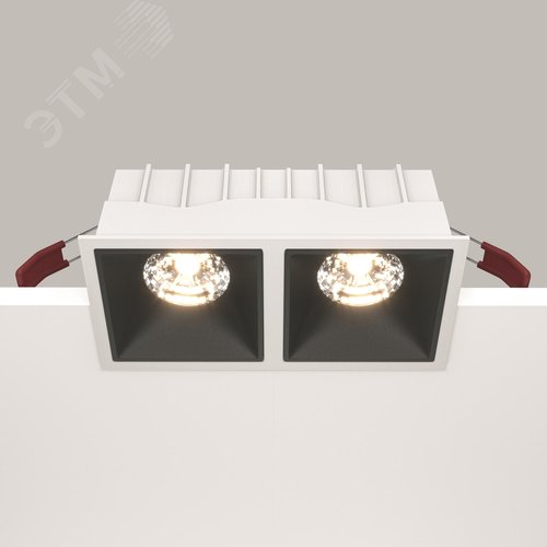 Светильник встраиваемый Downlight Alfa LED 3000K 2x15Вт 36 град Dim Triac IP20 CRI90 Бело-черный двойной квадрат 63х167х85мм 2100Лм - фото 4