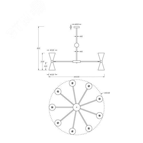 Светильник подвесной Vesper E14х18х40W Белый и Золото - фото 3