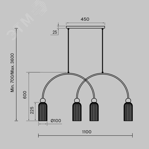 Светильник подвесной Antic E14х4х40W Золото - фото 6