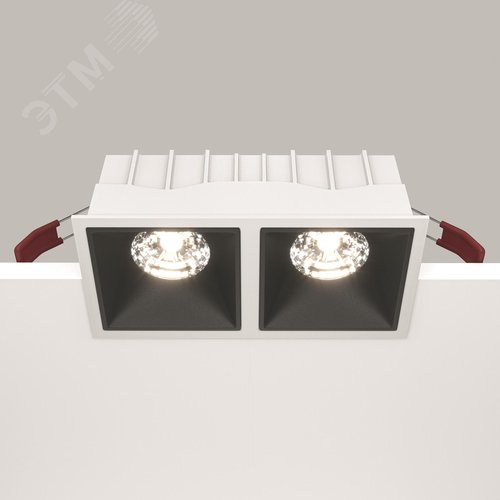 Светильник встраиваемый Downlight Alfa LED 4000K 2x15Вт 36 град Dim Triac IP20 CRI90 Бело-черный двойной квадрат 63х167х85мм 2350Лм - фото 4