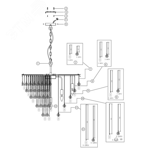 Светильник подвесной Linn E14х9х40W Золото - фото 4