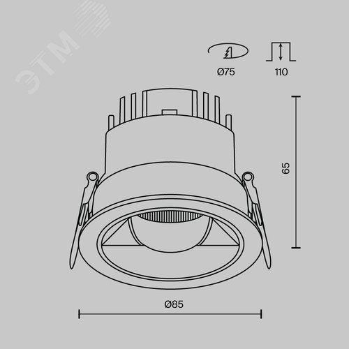 Светильник встраиваемый Parete DL100-12W2.7-3-4K-RD-B Черный - фото 8