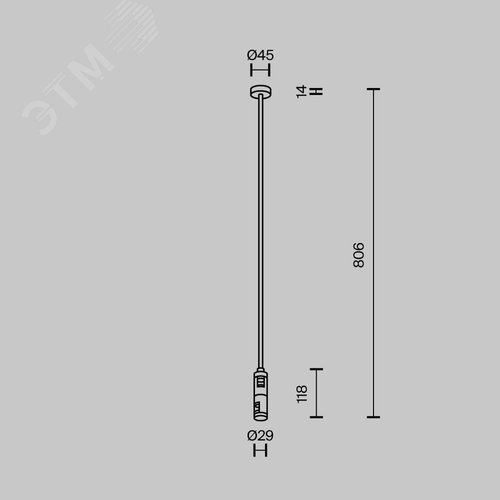 Крепление потолочное Long двойное 700мм Flarity черный - фото 5