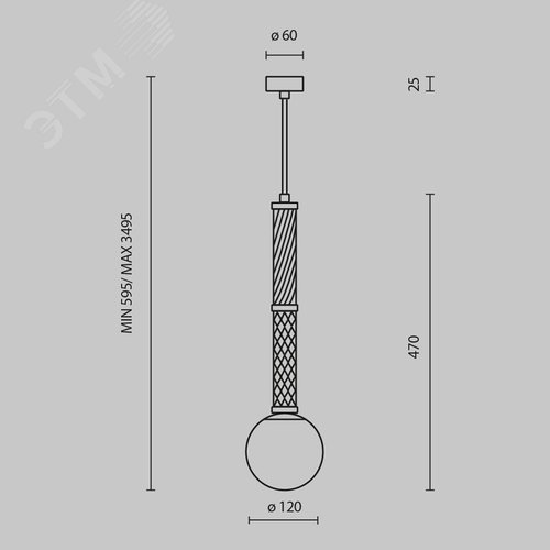 Светильник подвесной Teatro G9х1х28W Латунь - фото 3
