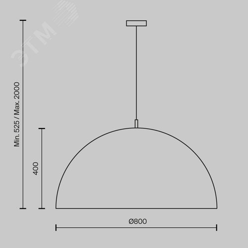 Светильник подвесной Dome E27х5х60W Черный - фото 2