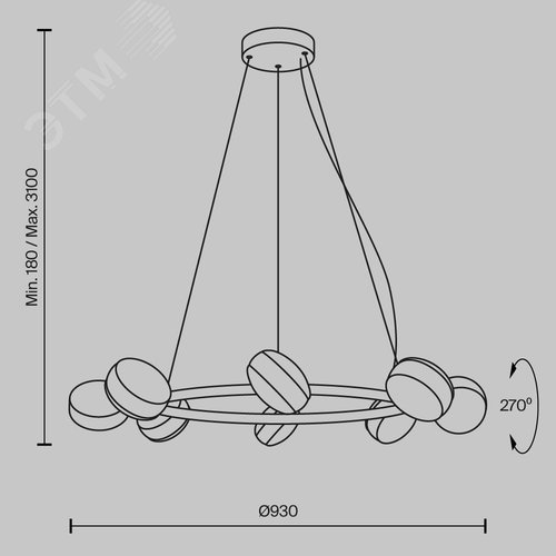 Светильник подвесной Mind LED 80W Латунь - фото 7