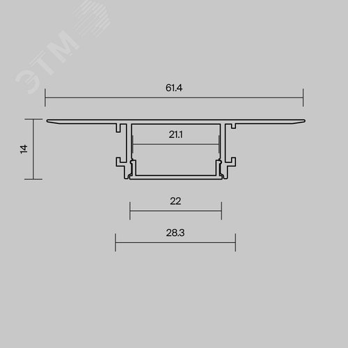 Профиль алюминиевый встраиваемый скрытого монтажа 61x14, 2м, Серебро - фото 6