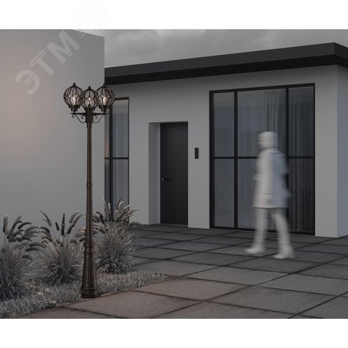 Светильник садово-парковый Outdoor Via IP 44 E27х3х60W Золото Антик - фото 7