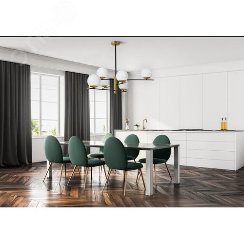 Светильник подвесной Nostalgia E14х6х40W Черный и Золото - фото 6