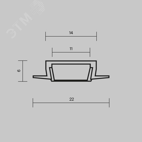 Профиль алюминиевый встраиваемый с накладным фланцем 22x6 (Черный, 2 м), ALM-004-B-2M - фото 4