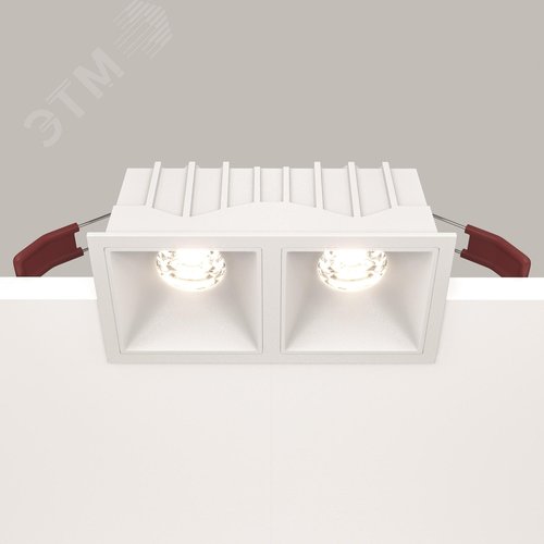 Светильник встраиваемый Downlight Alfa LED 4000K 2x10Вт 36 град IP20 CRI90 Белый двойной квадрат 52х126х65мм 1100Лм - фото 4