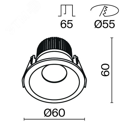 Светильник встраиваемый Zoom DL034-01-06W4K-B Черный - фото 2
