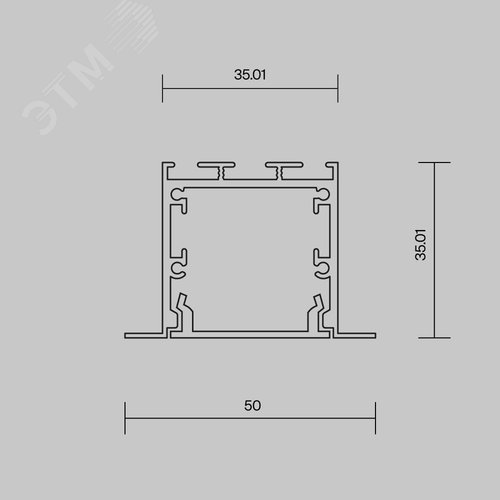 Профиль алюминиевый встраиваемый с накладным фланцем 50x35 (Черный, 2 м), ALM-5035T-B-2M - фото 5