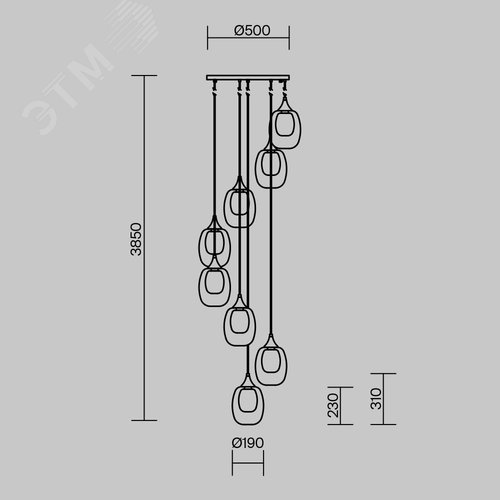 Светильник подвесной Aura E14х8х40W Латунь - фото 6