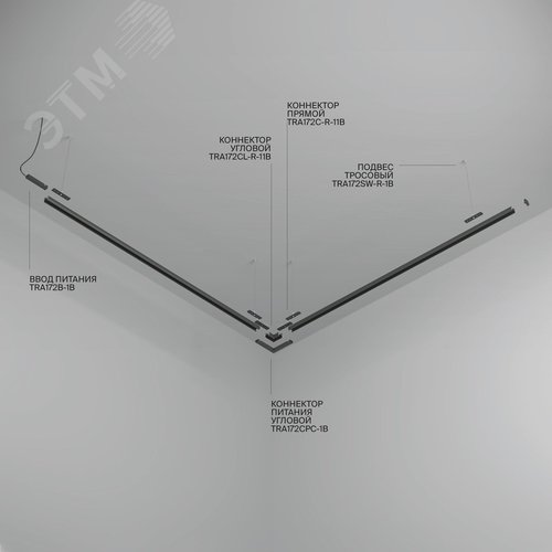 Шинопровод 3м подвесной круглый Basity черный - фото 7