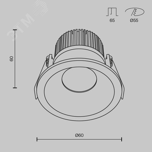 Светильник встраиваемый Zoom DL034-01-06W4K-B Черный - фото 7