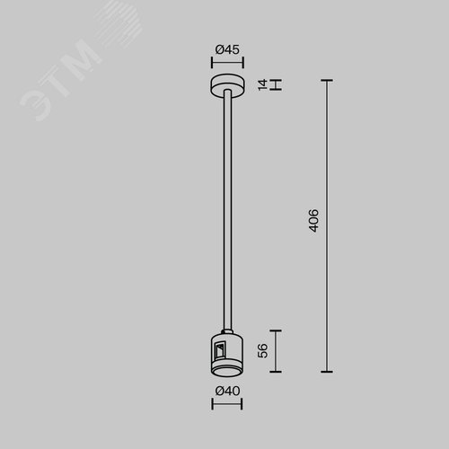 Крепление потолочное Medium 360мм с прямым коннектором питания Flarity черный - фото 5