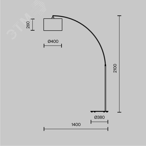 Светильник напольный (торшер) Nevada E27х1х40W Черный - фото 5