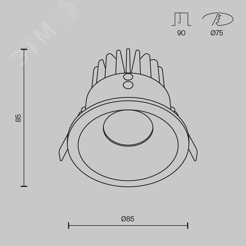 Светильник встраиваемый Zoom DL034-01-12W2.7K-W Белый - фото 7