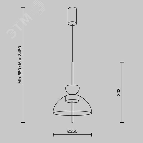 Светильник подвесной Bangkok LED 12W Черный - фото 2