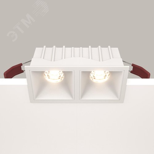 Светильник встраиваемый Downlight Alfa LED 3000K 2x10Вт 36 град Dim Triac IP20 CRI90 Белый двойной квадрат 52х126х65мм 1000Лм - фото 4