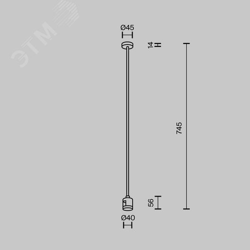 Крепление потолочное Long 700мм с прямым коннектором питания Flarity черный - фото 5