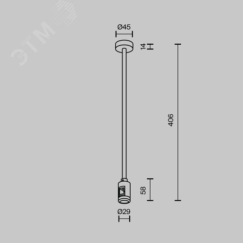 Крепление потолочное Medium одинарное 360мм Flarity черный - фото 5