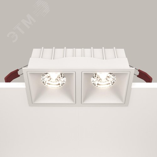 Светильник встраиваемый Downlight Alfa LED 4000K 2x15Вт 36 град Dim Triac IP20 CRI90 Белый двойной квадрат 63х167х85мм 2500Лм - фото 4