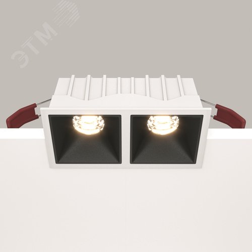 Светильник встраиваемый Downlight Alfa LED 3000K 2x10Вт 36 град IP20 CRI90 Бело-черный двойной квадрат 52х126х65мм 900Лм - фото 4