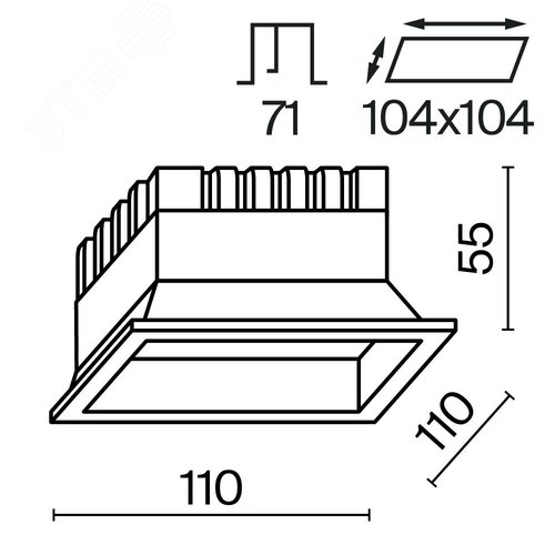 Светильник встраиваемый Okno DL056-12W3-4-6K-W Белый - фото 2