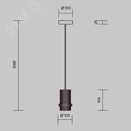 Светильник подвесной Pilastro LED 6W Черный - фото 7