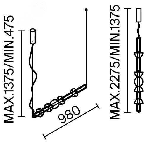 Светильник подвесной Cosmo LED 39W Черный - фото 2