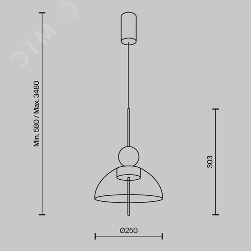Светильник подвесной Bangkok LED 12W Черный - фото 2