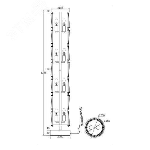 Светильник напольный (торшер) Puntes E14х8х60W Золото - фото 6