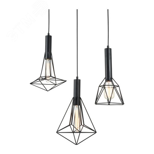 Светильник подвесной Spider E27х3х60W Черный - фото 2