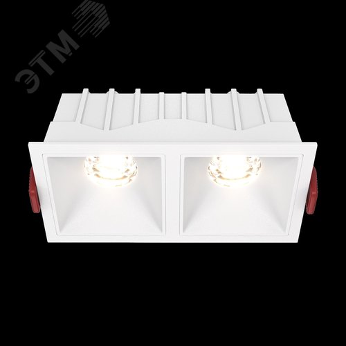 Светильник встраиваемый Downlight Alfa LED 3000K 2x10Вт 36 град IP20 CRI90 Белый двойной квадрат 52х126х65мм 1000Лм - фото 2