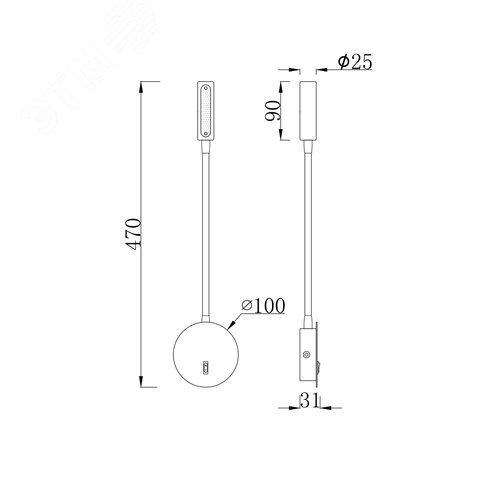 Светильник настенный (бра) Technical C035WL-L3B3K Черный - фото 6