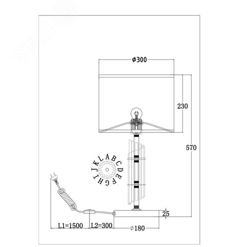 Светильник настольный Alloro E27х1х60W Латунь - фото 6