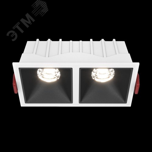 Светильник встраиваемый Downlight Alfa LED 4000K 2x10Вт 36 град IP20 CRI90 Бело-черный двойной квадрат 52х126х65мм 1000Лм - фото 2
