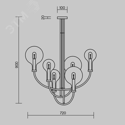 Светильник подвесной Status E14х6х40W Черный - фото 6