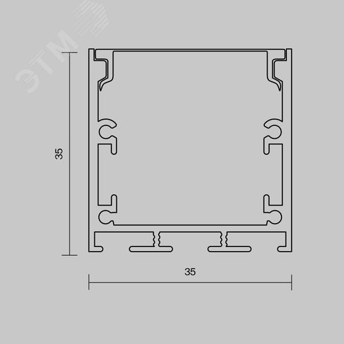 Профиль алюминиевый накладной-подвесной 35x35 (Черный, 2 м), ALM-3535BT-B-2M - фото 5