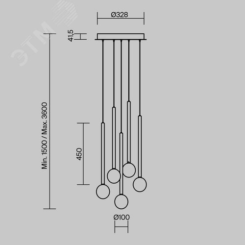 Светильник подвесной Bubble dream LED 16W Черный и Латунь - фото 6