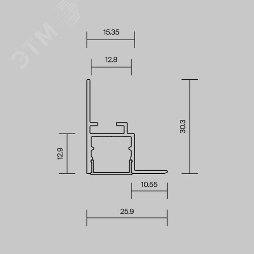 Профиль алюминиевый встраиваемый скрытого монтажа 26x30 (Серебро, 2 м), ALM-2630-S-2M - фото 5