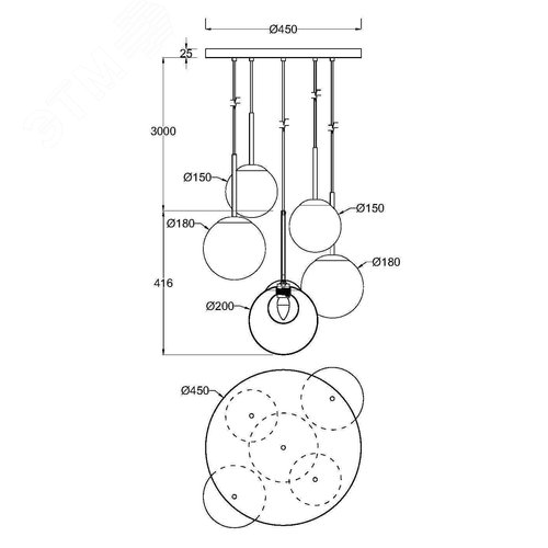 Светильник подвесной Basic form G9х5х20W Золото - фото 2