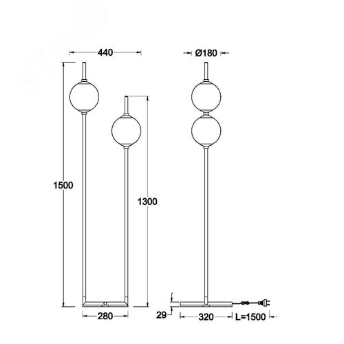 Светильник напольный (торшер) The Sixth Sense LED 12W Латунь - фото 2