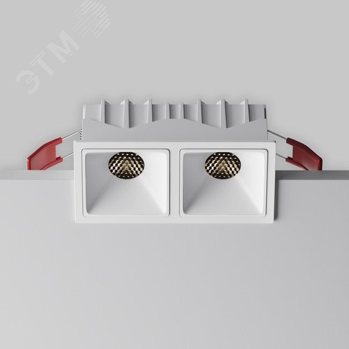 Светильник встраиваемый Downlight Alfa LED 4000K 10Вт 50 град IP20 CRI90 Белый двойной квадрат 52х126х65 2130Лм - фото 3