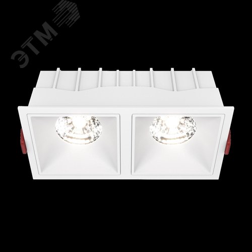 Светильник встраиваемый Downlight Alfa LED 4000K 2x15Вт 36 град Dim Triac IP20 CRI90 Белый двойной квадрат 63х167х85мм 2500Лм - фото 2