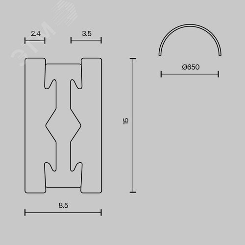 Шинопровод полукруг 650мм Flarity черный - фото 7