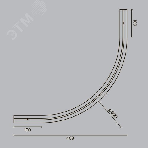Коннектор радиусный D600 встраиваемый под ГКЛ 9,5мм Levity черный - фото 6