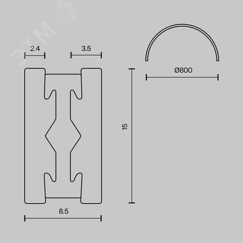Шинопровод полукруг 800мм Flarity черный - фото 7